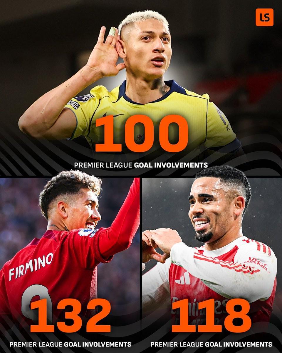 乐鱼官方网站竞品对比-里沙利松英超生涯已参与100球,成巴西球员第三人